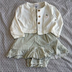 Carter’s Green Gingham Dress and Cardigan Set - 0-3 Months